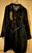 Dark Denim Dress With Turn Sleeve & Waist Belt