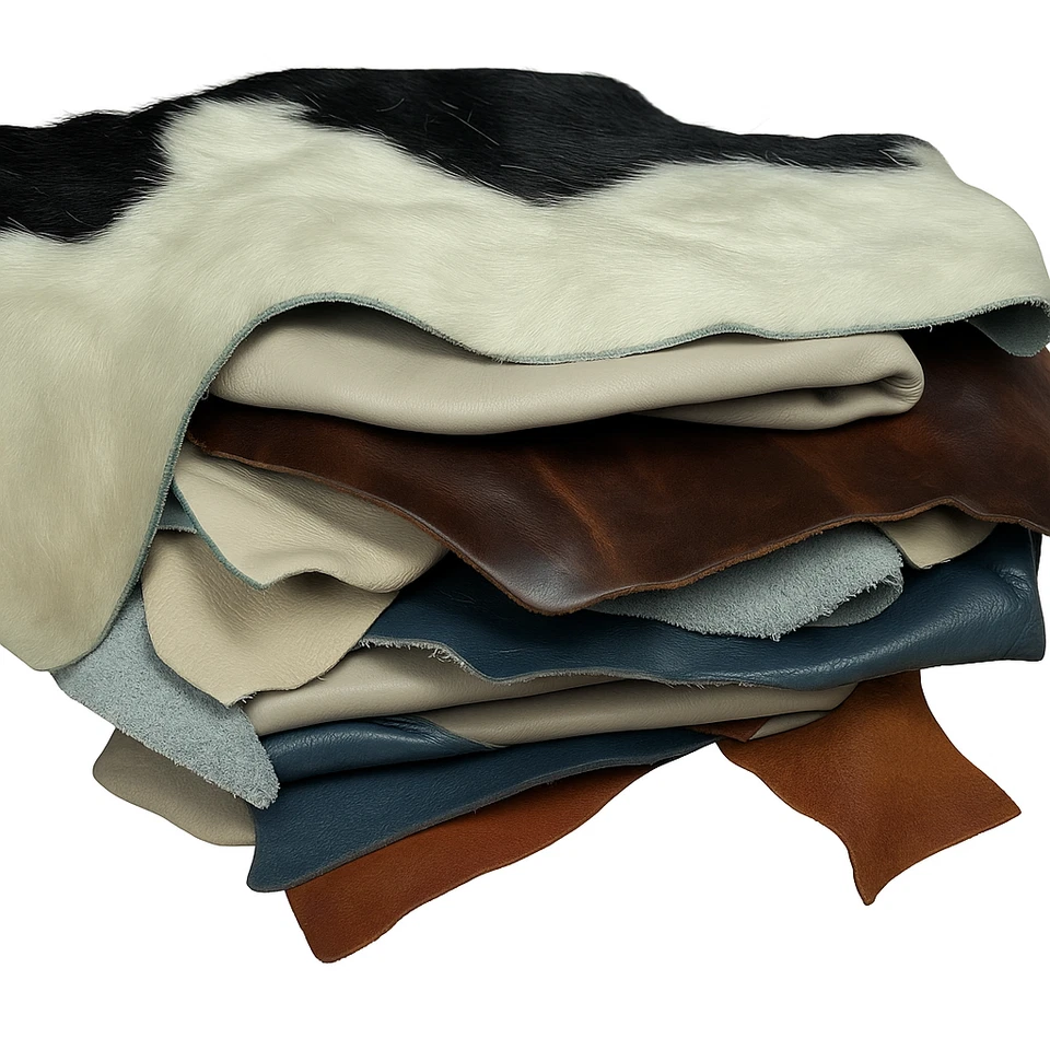 3 lbs. Leather Scraps for crafting -Leather remnant pieces, Top and full grain - Image 2 of 4