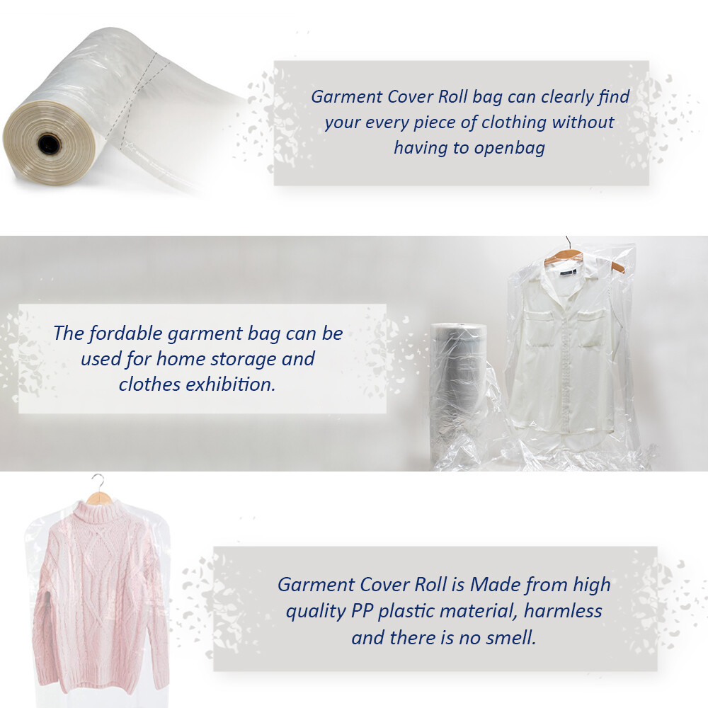 Garment Covers Roll Polythene Dry Cleaner Bags on Roll for Long Dress