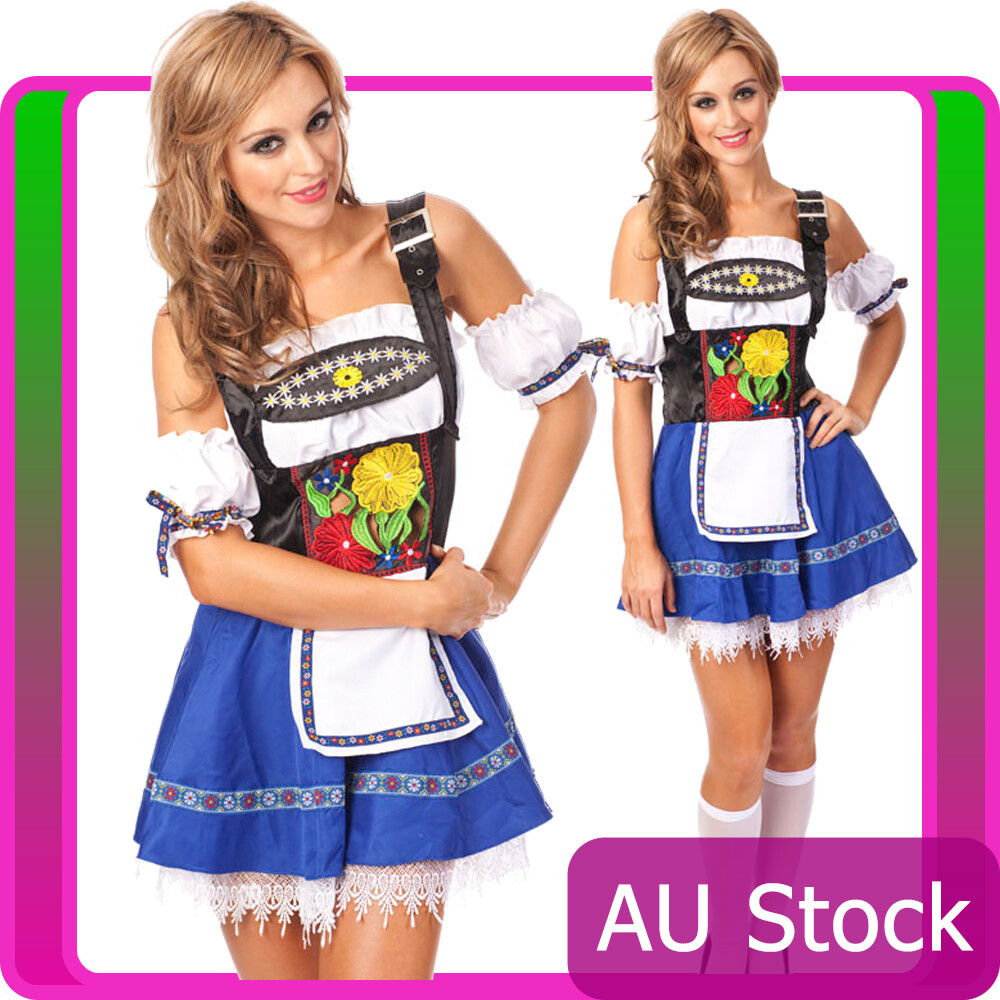 Hot German Beer Maid Outfit Factory Sale Ladies Oktoberfest Beer Maid Costume Wench German Dirdnl Gretchen - Foto 3