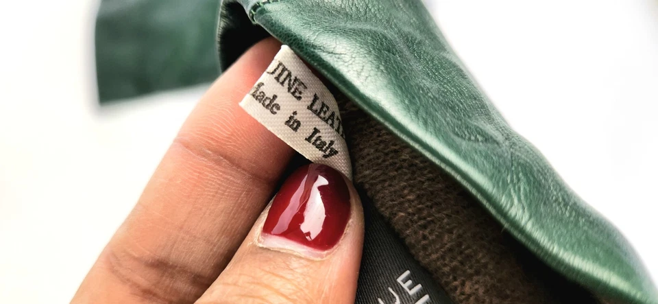 Vintage - Verde Oliva - Guantes de Cuero - Italia - Talla 7 Foto 2 de 4