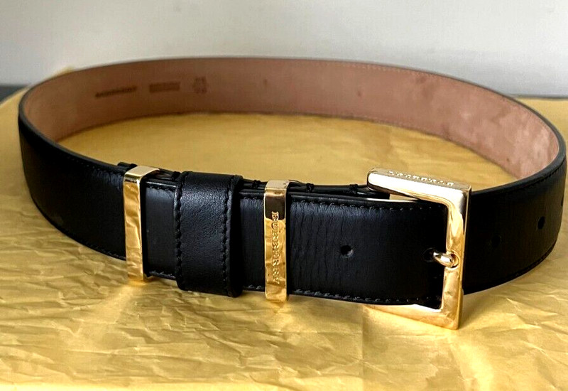 BURBERRY WOMEN BLACK LEATHER BELT 28/70