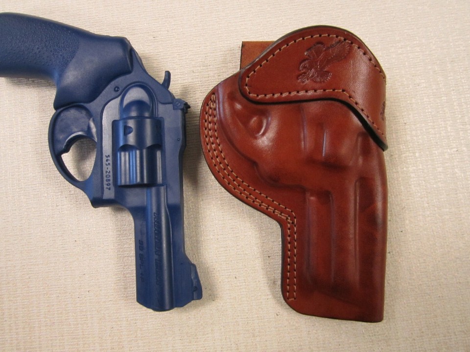 Fits Ruger LCRX 3" formed BROWN leather Owb belt holster, Braids