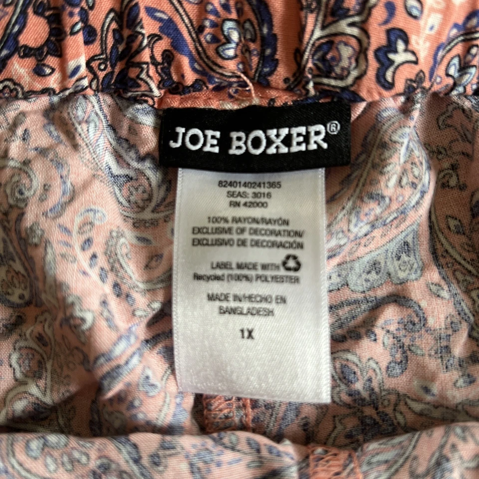 Joe Boxer Women's Shorts Orange With Blue Paisley Pom Pom Trim Plus Size 1x - Image 4 of 4