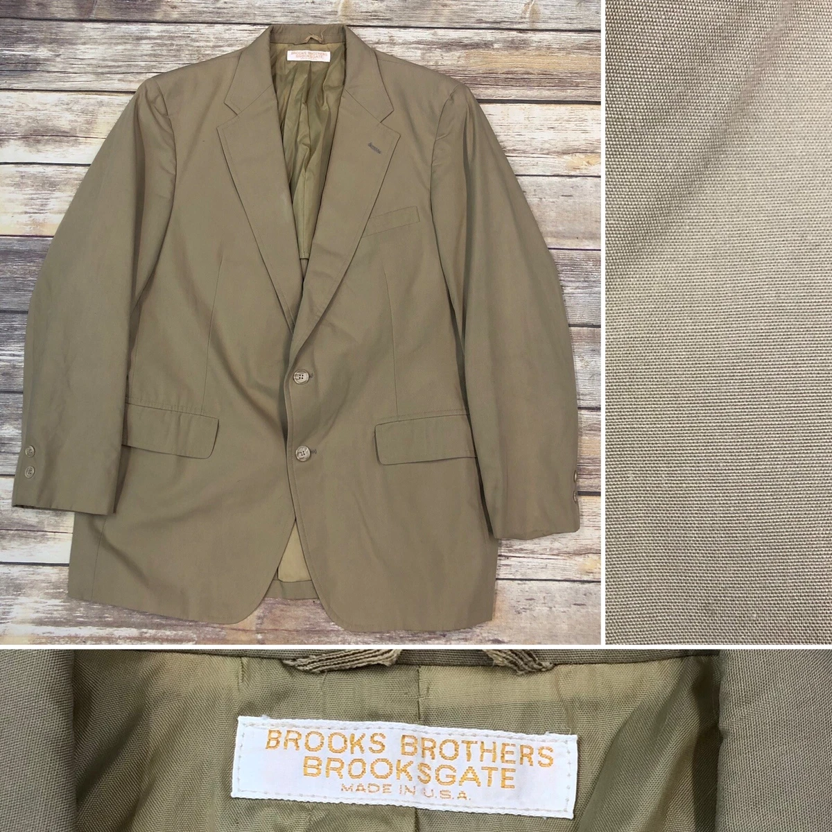 Vintage Brooks Brothers Brooksgate USA Unstructured Khaki Blazer Jacket Men’s 42