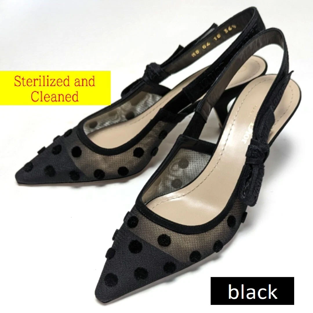Escarpins Slingback authentiques J’ADIOR Velvet Dots taille36,5D noir