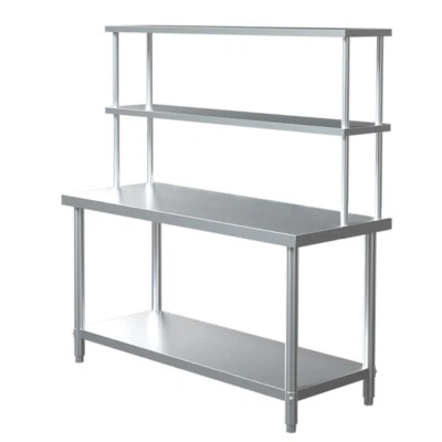 Stainless Steel Kitchen Prep Work Table Bench AND Over Shelf Commercial Catering