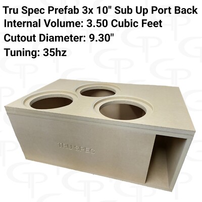 TRU SPEC Prefab Three 10'' Sub Up Port Back Subwoofer Enclosure Sub Box 