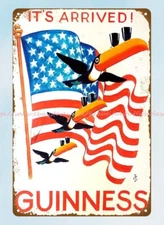 it Arrived Irish stout tin sign Toucan beer pub bar drink man cave club