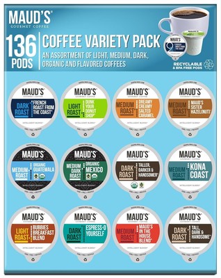 Sustainable 100% Arabica Coffee Pods Variety 136 ct: Taste the 12 Best Flavors