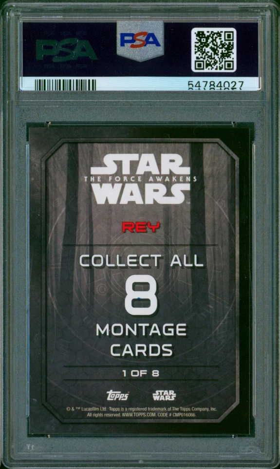 2015 Topps Star Wars The Force Awakens Character Montages REY #1 SP Mint PSA 9 - Image 2 of 2
