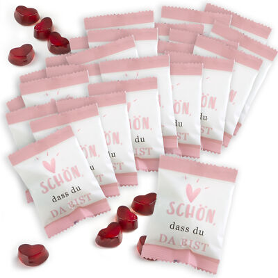 Fruchtgummiherzen ''Schön, dass...'' Gastgeschenk Hochzeit Hochzeitsdeko 25 x 10g