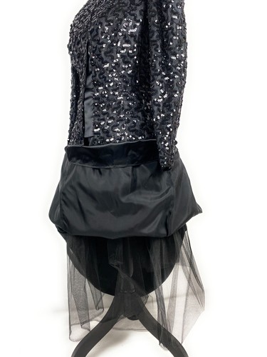 Vintage Cheryl Kaye 2 Piece Skirt Suit Sequin Jacket Black 8 Button - Picture 7 of 11