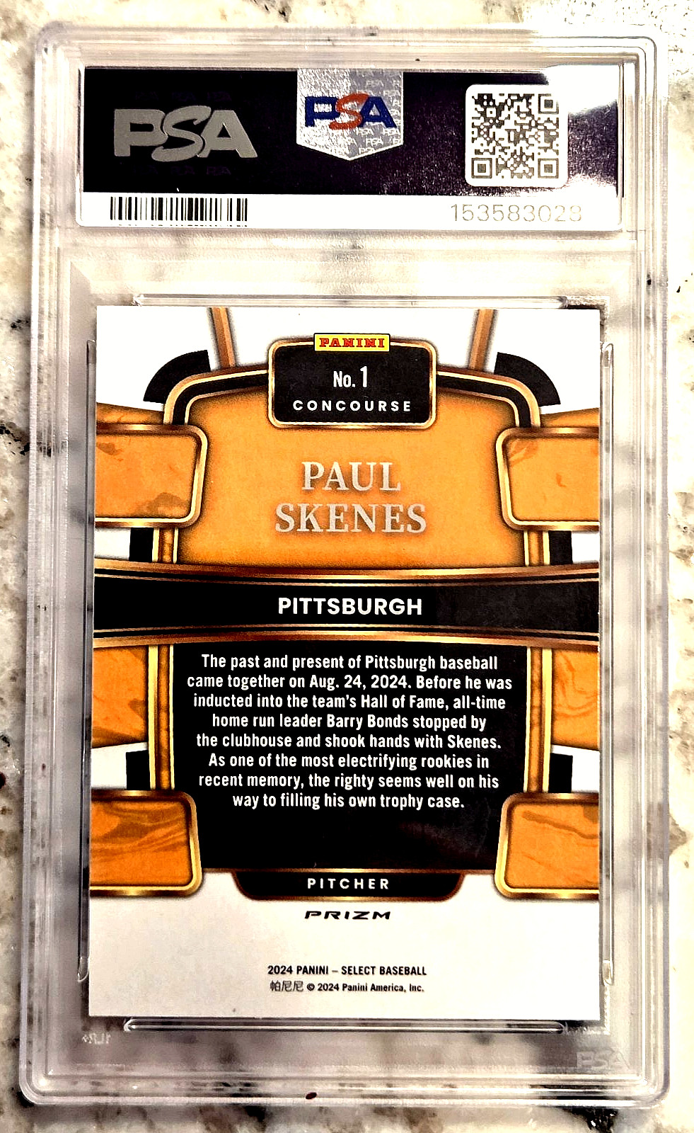 PAUL SKENES 2024 Panini Select {CONCOURSE RED/BLUE PRIZM} Rookie RC *PSA 10 GEM* view 3