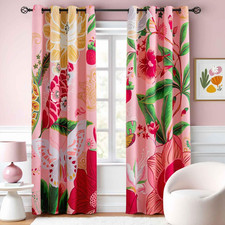 Hot Pink Boho Floral Blackout Curtains for Girls Bedroom 84 Inch Long 2 Panels B