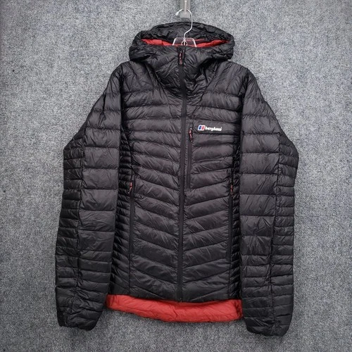Berghaus Extrem Mens M Medium Down Puffer Hooded Jacket Full Zip Black Quilted - product listing photo