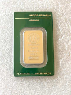 Argor Heraeus Mint oz Platinum Bar 999.5 Sealed With Assay Certificate