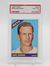 ERNIE BOWMAN 1966 TOPPS #302 BASEBALL PSA 8 Q7113