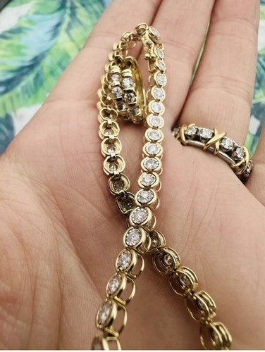 14K Natural 3 Carat Diamond Yellow Gold Tennis Bracelet - Picture 5 of 10