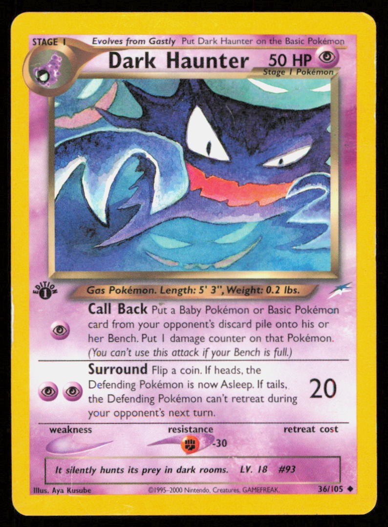 DARK HAUNTER 36/105 VINTAGE UNCOMMON NEO DESTINY POKEMON 1ST EDITION