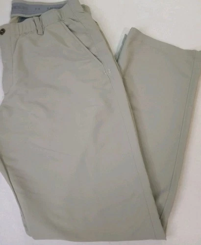 Under Armour Pants Mens 38x34 Khaki Gray Straight Leg Pockets Golf Shirt Gripper