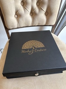 Brand new Minhaz Couture Black Jewelry Box with Gold Logo