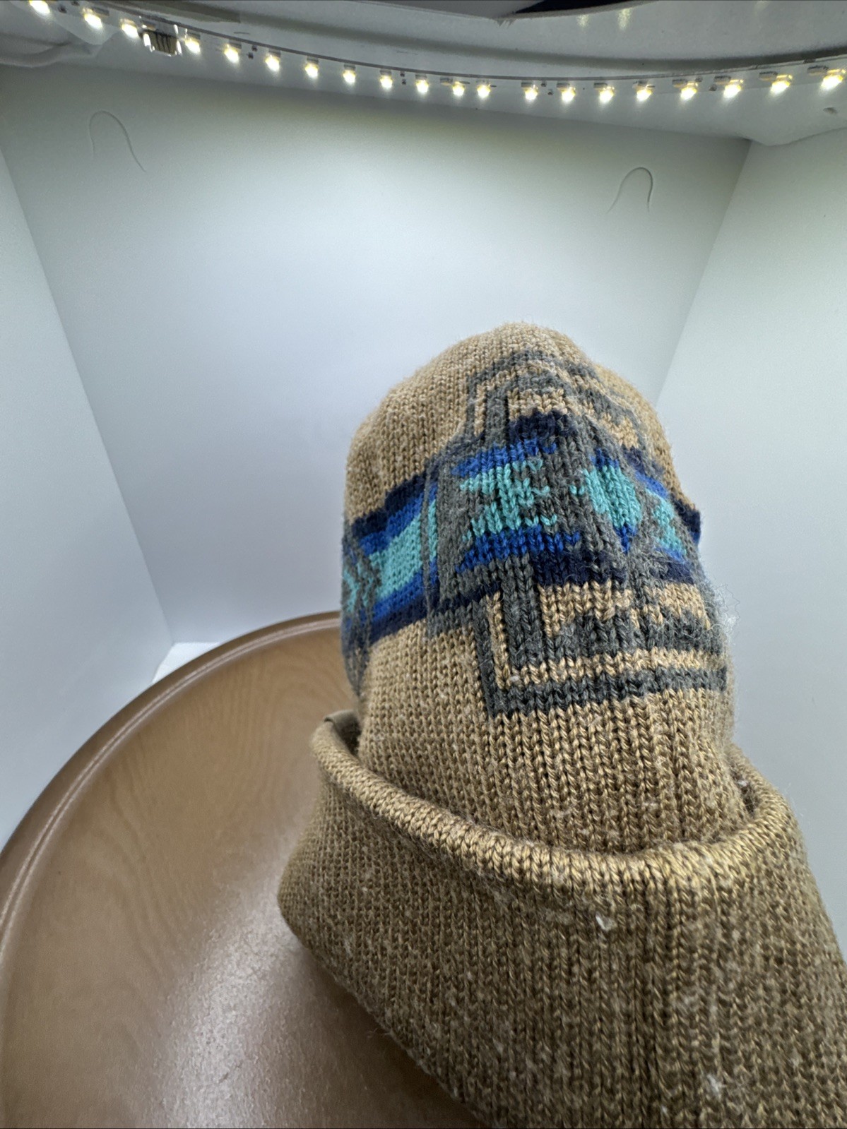Pendleton Beanie Tan Brown Aztec Pattern Knit Cap… - image 12