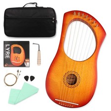 Lyre Harp Ancient Greece Style 7 Metal Strings Lyre with Tuning Wrench Extra ...