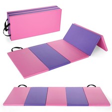 Folding Gymnastics Mat, 6x2 Ft Four-fold / 6.2x2.6 Ft Five-fold -Thick Porta...