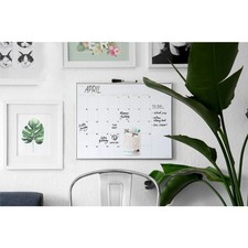 16x 20 in. Magnetic Monthly Calendar Dry Erase Board, Silver Aluminum Frame