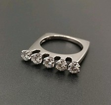 W.A BOLIN - 18ct White Gold & Diamond Five Stone Ring - Sweden, 1974 - Stockholm