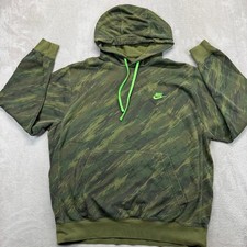 Nike Sweatshirt Mens Large Green Camouflage Hooded Sportswear Streetwear Hoodie