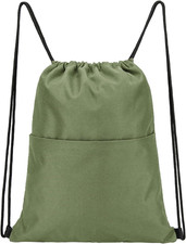 Drawstring Backpack Water Resistant String Bag Sports Sackpack Gym Sack with Sid