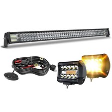 ASLONG 52Inch LED Light Bar 300W 2x4 Inch White/Amber LED Strobe Fog Pods