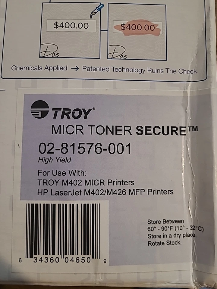 Troy MICR Toner Secure Fraud Resistant 02-81576-001 use w/ Troy M402/M426 MFP - Image 2 of 2