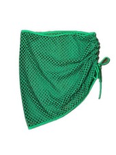 Womens Solid Green Mesh Beach Swim Sarong Coverup Mini Skirt Medium