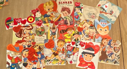 Vintage Valentine Greeting Card Lot Assorted Designs Collection Mixed Styles