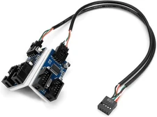Rocketek 9pin USB Header Male 1 to 4 Female Extension Card USB 2.0 Splitter