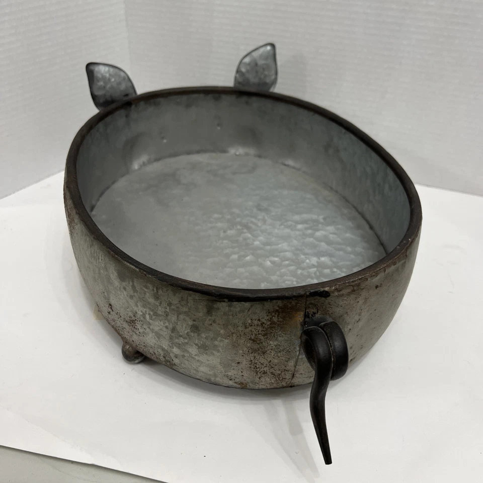 Bandeja para alcancía de metal galvanizado gris Kalalou 11,25" x 18" ovalada - decoración de granja Foto 3 de 4