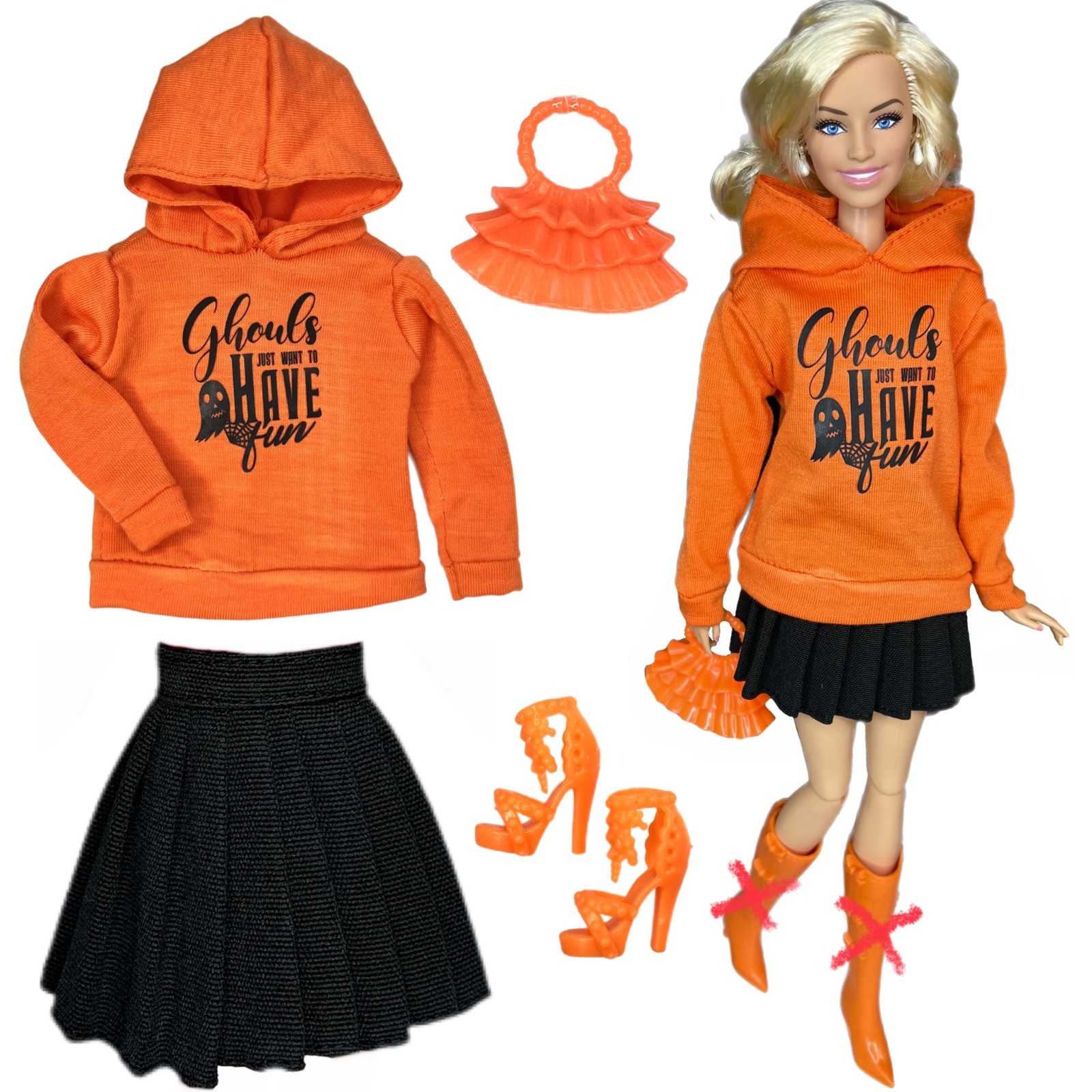 Eledoll Clothes Fashion Pack for 12&rdquo; Fashion Doll Halloween BOO INTO NIGHT Set