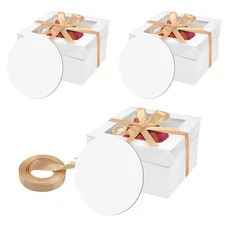 10x10x8 Inch Cake Boxes 6 PCS Large Square Bakery Boxes with Boards Ribbon