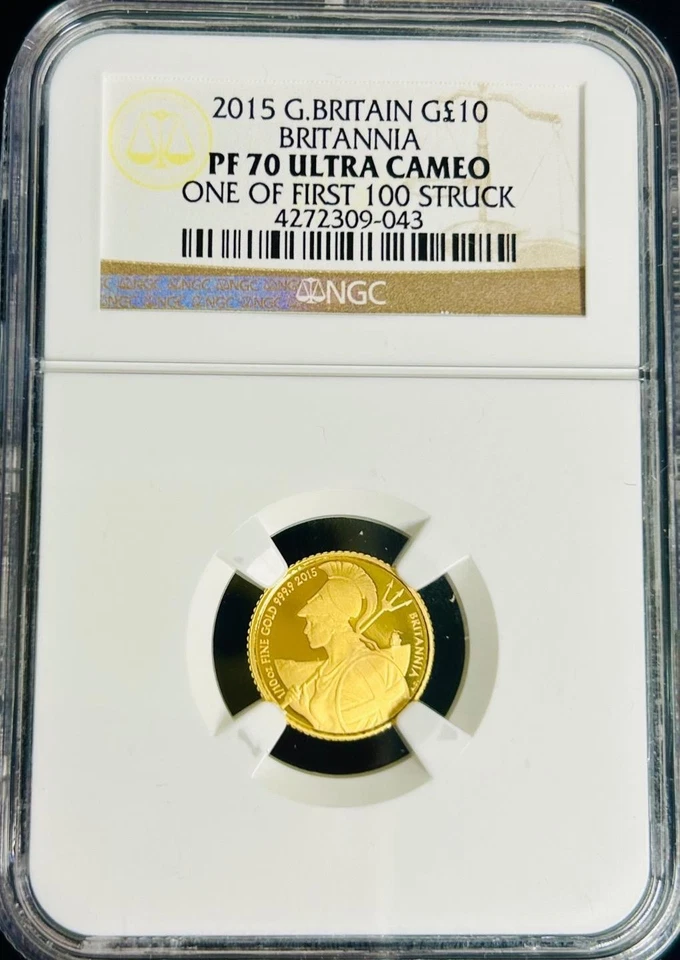 2015 Gold Britannia Proof .9999 British 10 Pounds Coin 1/10 Toz PF70 Ultra Cameo - Image 2 of 4