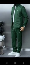 Lacoste Mens Green 2 Piece Jumpsuit M Polyester Knit Zip High Neck Logo