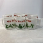 Vtg Hazel Atlas Egg Nog Milk Glass Mugs Set Of 8