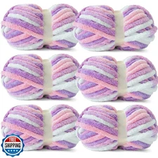 FREEASYFAR Chunky Chenille Yarn for Crocheting - Bulky Fluffy Yarn for Knitti