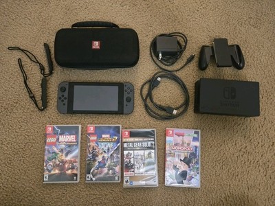 Nintendo Switch 1  Bundle With Accessories & 4 Games Lot + Dock + Case