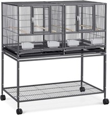Divided Breeder Parakeet Canary Lovebird Finch Budgie Bird Cages W/Rolling Stand