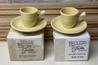 FIESTA Ware YELLOW AD Demitasse Cup & Saucer(s) Stick Handle In Boxes Retired