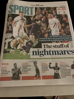 Sunday Times Sports 15 February 2026 England Scotland Six Nations Rugby
