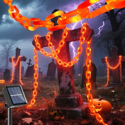 Solar Halloween Chain Lights 10ft 8 Modes Spooky Outdoor Decorations